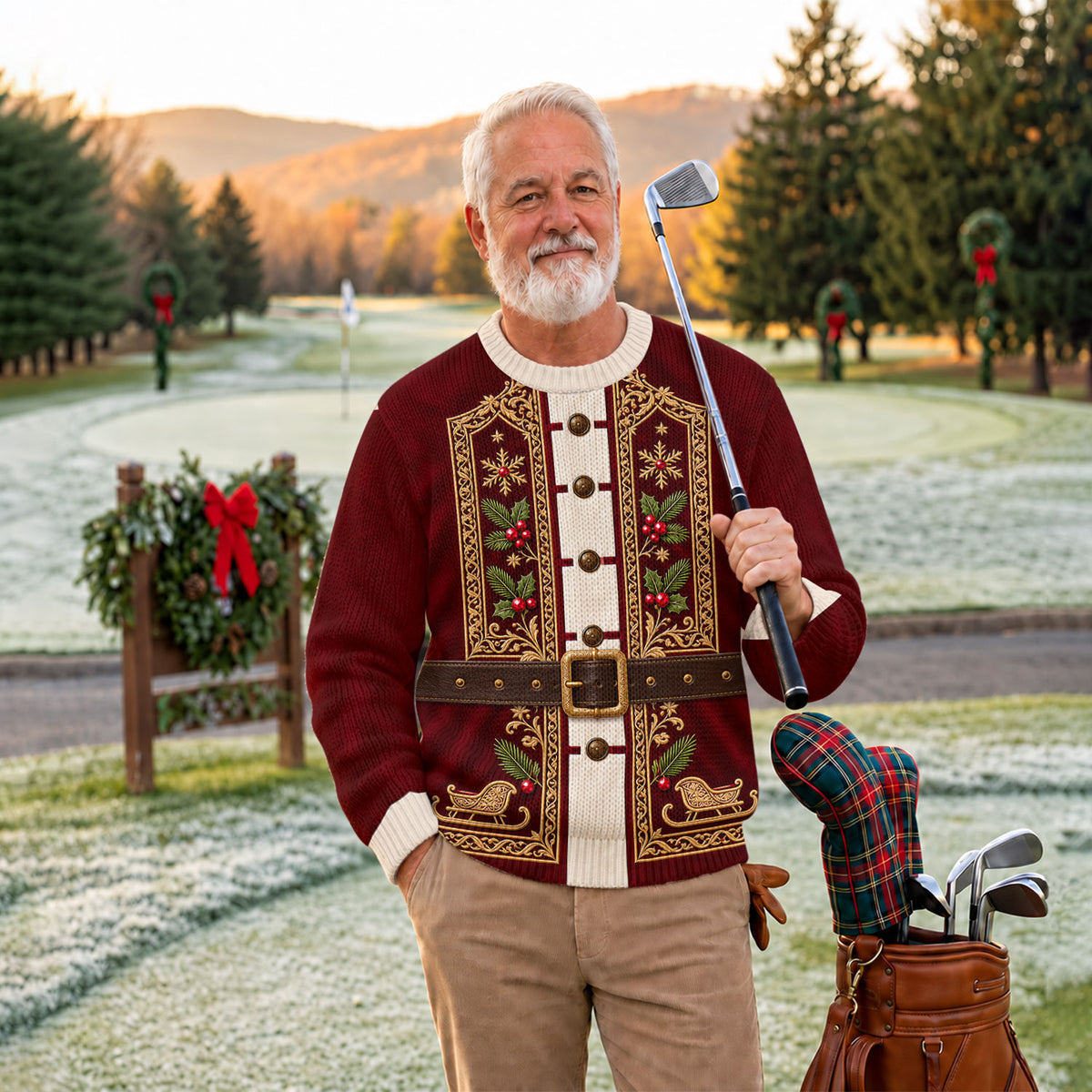 Ugly Christmas Sweater Vintage Tapestry, Ugly Sweater Party, Christmas Golf Gift