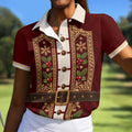 Vintage Tapestry Christmas Golf Shirt, Ladies Golf Shirts, Golf Shirts For Women