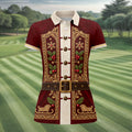 Vintage Tapestry Christmas Golf Shirt, Ladies Golf Shirts, Golf Shirts For Women