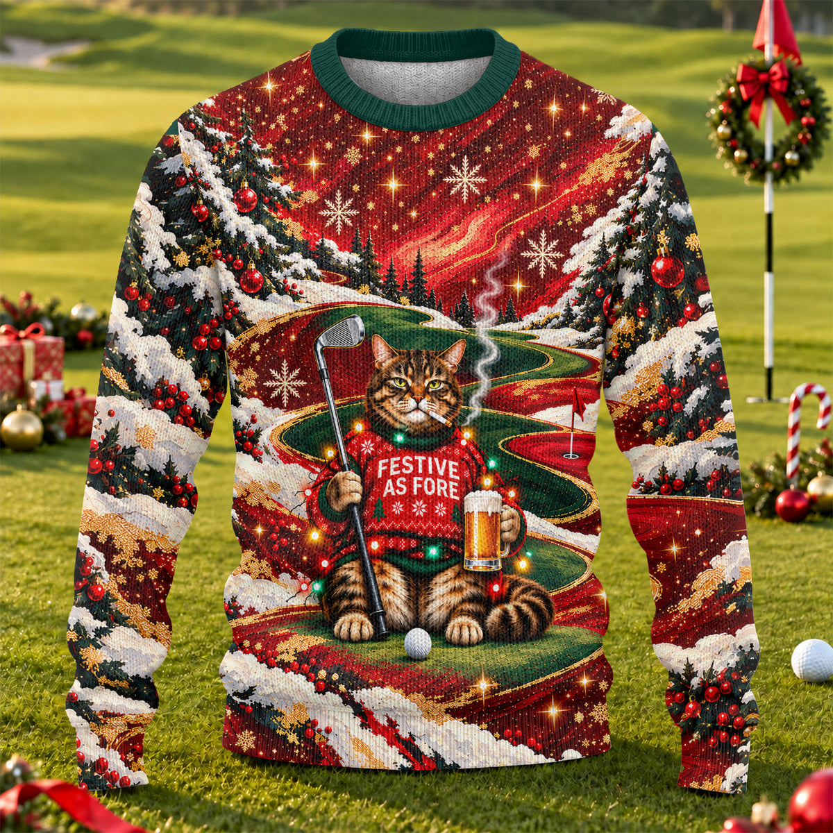 Ugly Christmas Sweater Cat Beer Snow, Ugly Sweater Party, Funny Christmas Outfit
