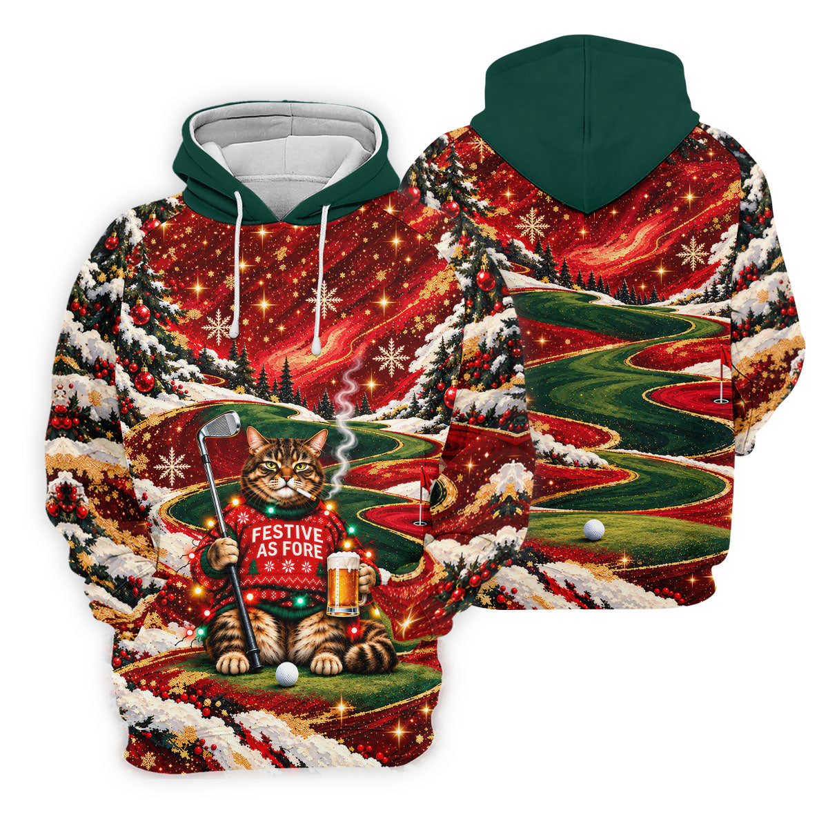 Funny Cat Beer Snow Christmas Golf Shirt, Womens Golf Tops, Golf Shirts For Women