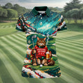 Aurora Cat Beer Christmas Golf Shirt, Womens Golf Apparel, Golf Shirts For Women