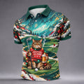 Aurora Cat Beer Christmas Golf Shirt, Mens Golf Shirts, Mens Holiday Golf Shirts