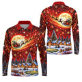Santa Sleigh Comet Christmas Golf Shirt, Mens Golf Polo, Mens Holiday Golf Shirts