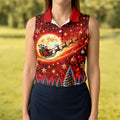 Santa Sleigh Comet Christmas Golf Shirt, Ladies Golf Shirts, Womens Golf Apparel