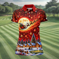 Santa Sleigh Comet Christmas Golf Shirt, Ladies Golf Shirts, Womens Golf Apparel
