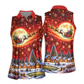 Santa Sleigh Comet Christmas Golf Shirt, Ladies Golf Shirts, Womens Golf Apparel