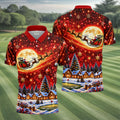 Santa Sleigh Comet Christmas Golf Shirt, Mens Golf Polo, Mens Holiday Golf Shirts