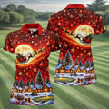 Santa Sleigh Comet Christmas Golf Shirt, Ladies Golf Shirts, Womens Golf Apparel