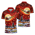 Santa Sleigh Comet Christmas Golf Shirt, Mens Golf Polo, Mens Holiday Golf Shirts