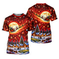 Santa Sleigh Comet Christmas Golf Shirt, Ladies Golf Shirts, Womens Golf Apparel