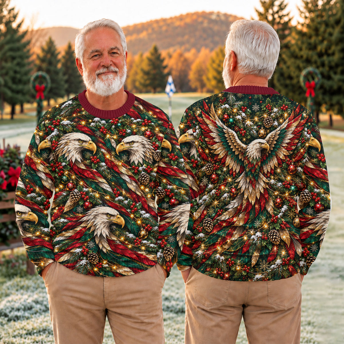 Ugly Christmas Sweater Eagle Pattern, Ugly Sweater Party, Christmas Party Outfit