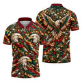 Eagle Pattern Christmas Golf Shirt, Golf Gifts For Men, Mens Holiday Golf Shirts