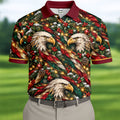 Eagle Pattern Christmas Golf Shirt, Golf Gifts For Men, Mens Holiday Golf Shirts