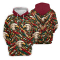 Eagle Pattern Christmas Golf Shirt, Golf Gifts For Men, Mens Holiday Golf Shirts
