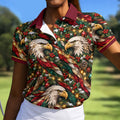 Funny Eagle Pattern Christmas Golf Shirt, Womens Golf Tops, Womens Golf Clothing