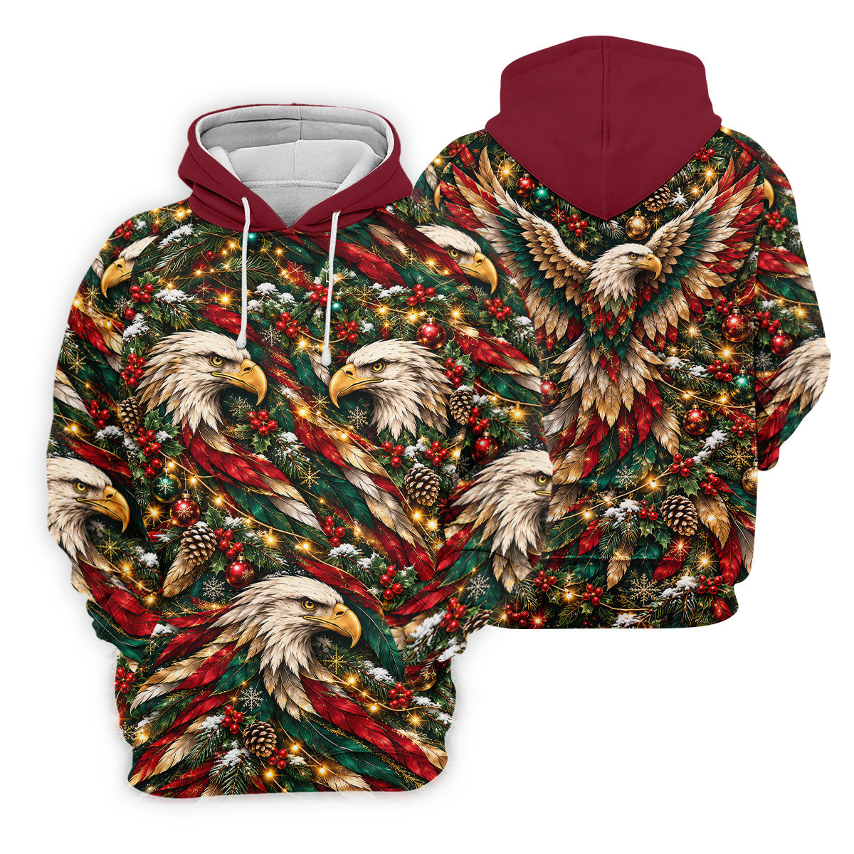 Funny Eagle Pattern Christmas Golf Shirt, Womens Golf Tops, Womens Golf Clothing