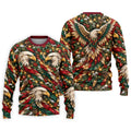 Eagle Pattern Christmas Golf Shirt, Golf Gifts For Men, Mens Holiday Golf Shirts