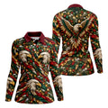 Funny Eagle Pattern Christmas Golf Shirt, Womens Golf Tops, Womens Golf Clothing
