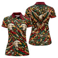 Funny Eagle Pattern Christmas Golf Shirt, Womens Golf Tops, Womens Golf Clothing