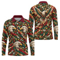 Eagle Pattern Christmas Golf Shirt, Golf Gifts For Men, Mens Holiday Golf Shirts