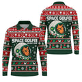 Space Golfer Christmas Golf Shirt, Funny Mens Golf Shirts, Mens Holiday Golf Shirts