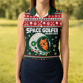 Funny Space Golfer Christmas Golf Shirt, Ladies Golf Shirts, Womens Golf Clothing