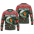 Space Golfer Christmas Golf Shirt, Funny Mens Golf Shirts, Mens Holiday Golf Shirts