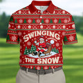 Swinging In The Snow Christmas Golf Shirt, Mens Golf Polo, Funny Mens Golf Shirts