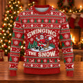Ugly Christmas Sweater Swinging In The Snow, Ugly Sweater Party, Golf Lover Gifts