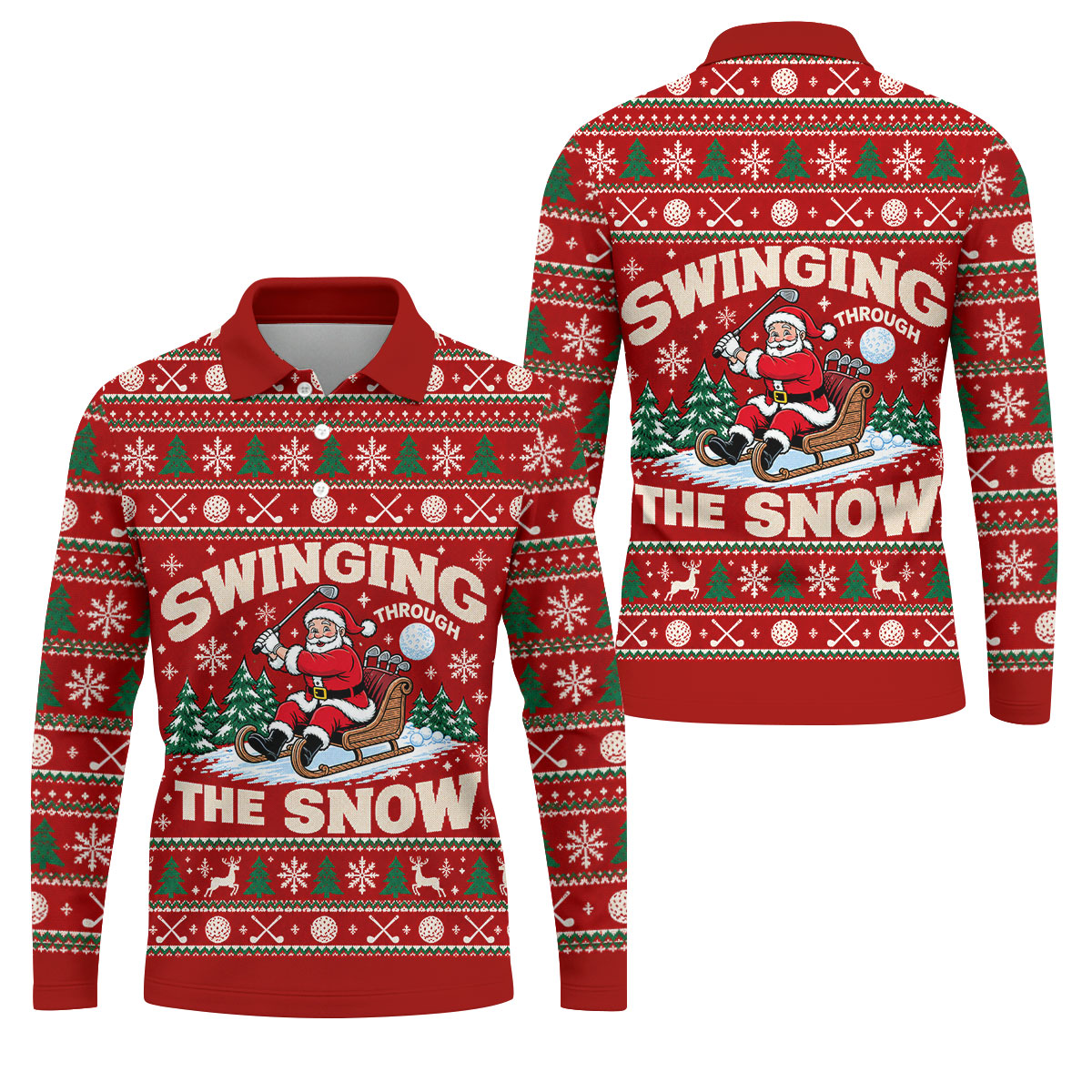 Swinging In The Snow Christmas Golf Shirt, Mens Golf Polo, Funny Mens Golf Shirts