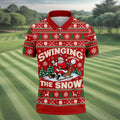 Swinging In The Snow Christmas Golf Shirt, Mens Golf Polo, Funny Mens Golf Shirts