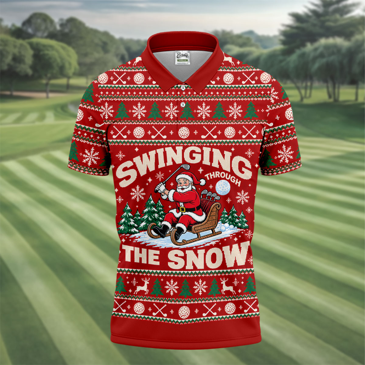 Swinging In The Snow Christmas Golf Shirt, Mens Golf Polo, Funny Mens Golf Shirts