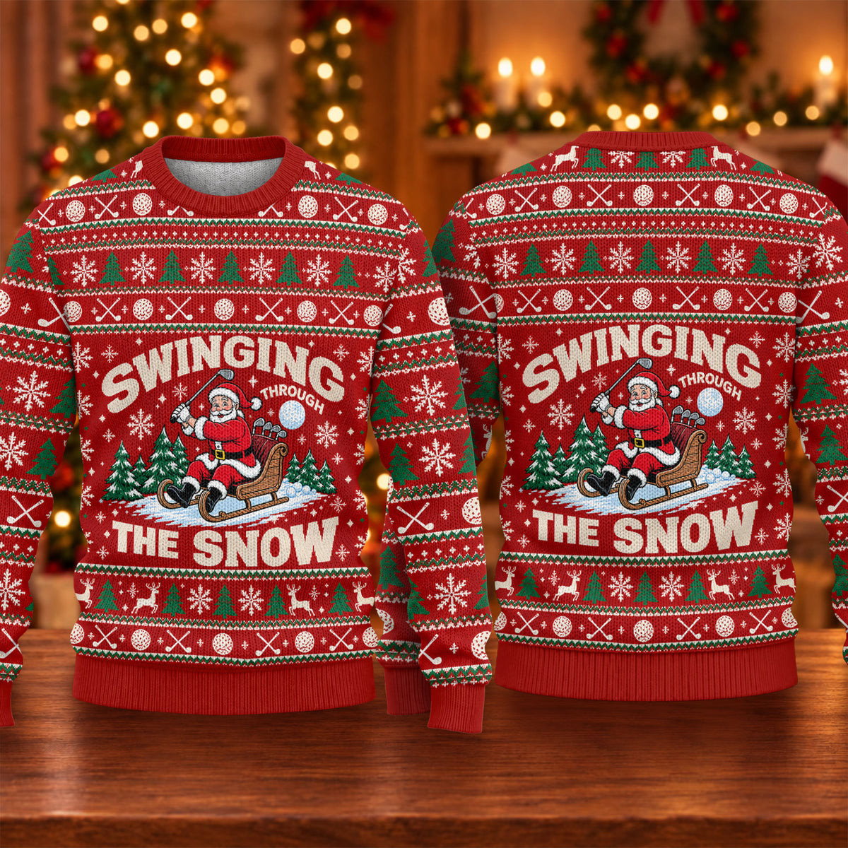 Ugly Christmas Sweater Swinging In The Snow, Ugly Sweater Party, Golf Lover Gifts