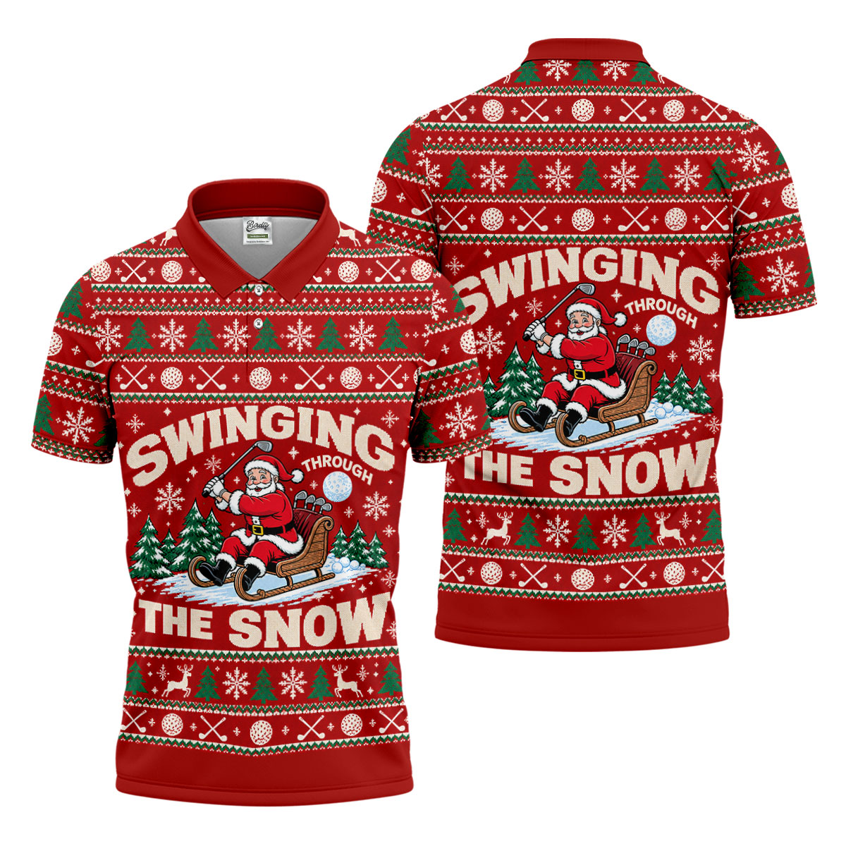 Swinging In The Snow Christmas Golf Shirt, Mens Golf Polo, Funny Mens Golf Shirts