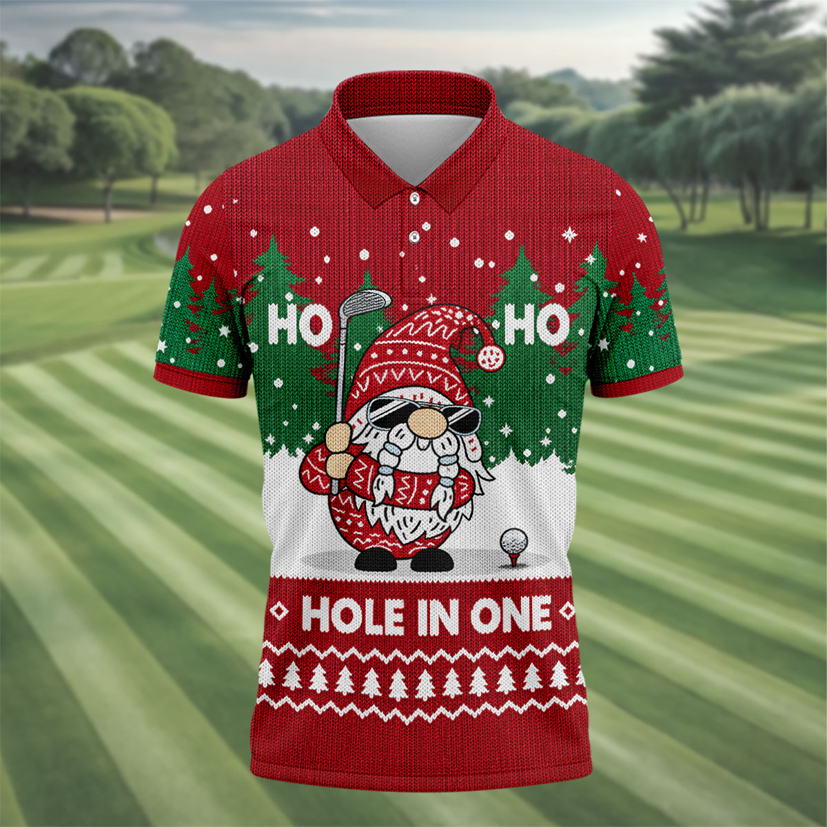 Ho Ho Ho Hole In One Christmas Golf Shirt, Golf Shirts For Men, Mens Golf Shirts