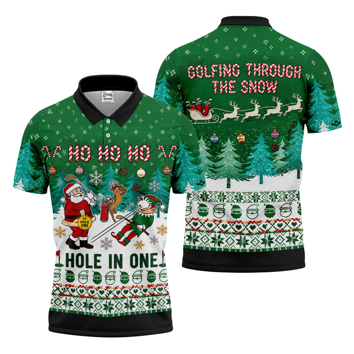Santa Hole In One Christmas Golf Shirt, Mens Golf Shirts, Funny Mens Golf Shirts