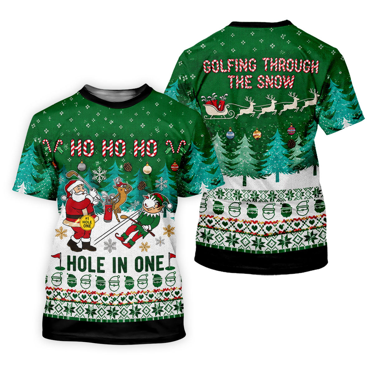 Santa Hole In One Christmas Golf Shirt, Mens Golf Shirts, Funny Mens Golf Shirts