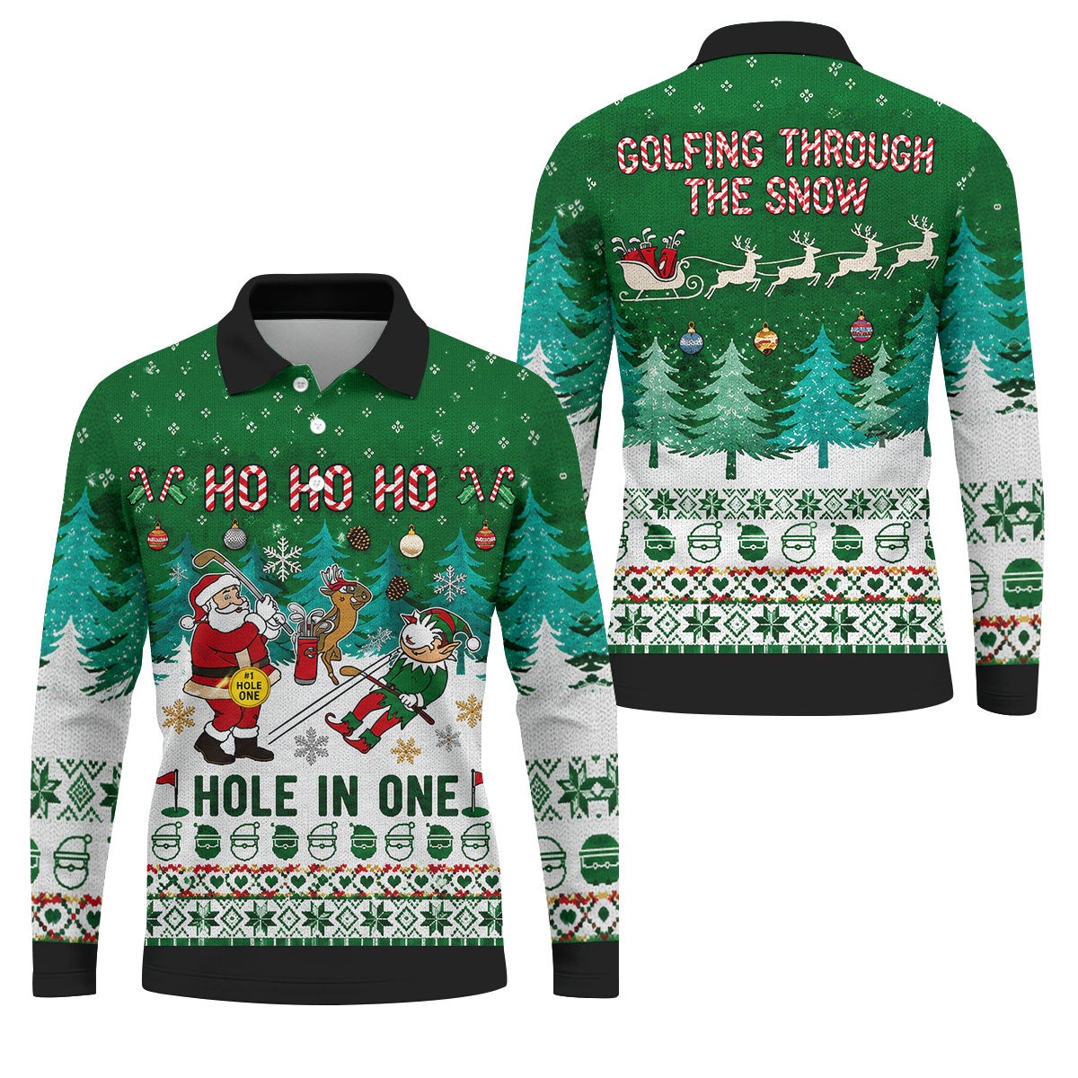 Santa Hole In One Christmas Golf Shirt, Mens Golf Shirts, Funny Mens Golf Shirts