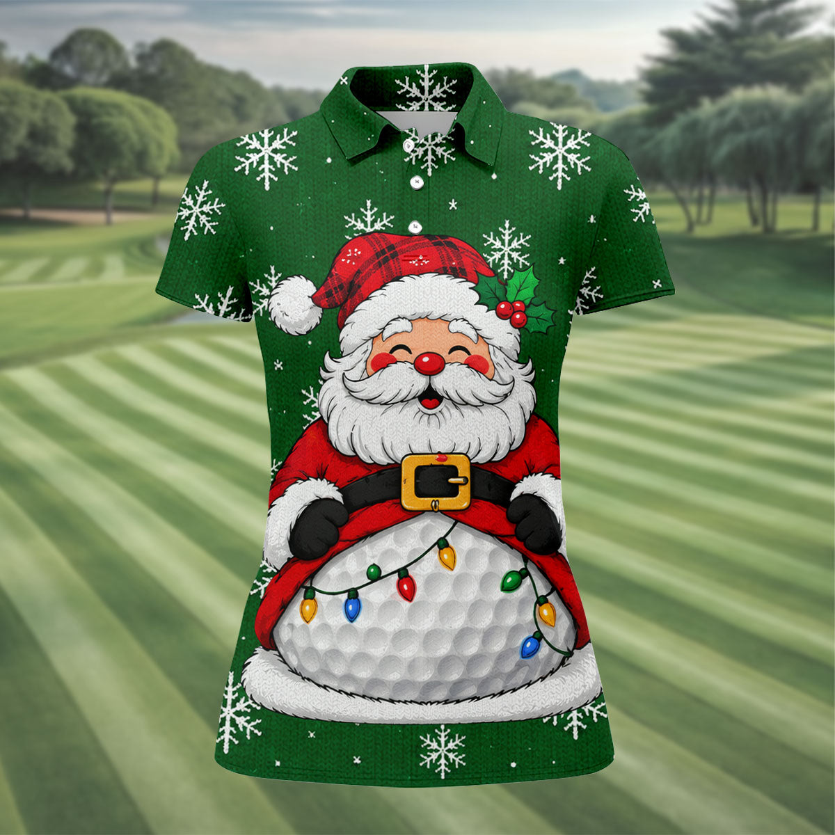 Santa Golf Ball Snowman Christmas Golf Shirt, Womens Golf Tops, Ladies Golf Shirts