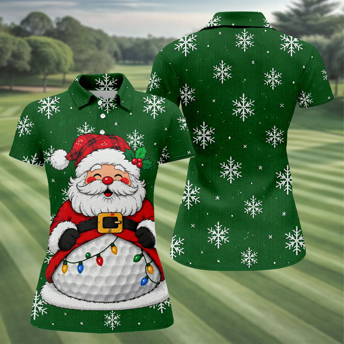 Santa Golf Ball Snowman Christmas Golf Shirt, Womens Golf Tops, Ladies Golf Shirts