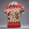 Santa Reindeer Christmas Golf Shirt, Mens Golf Apparel, Mens Holiday Golf Shirts