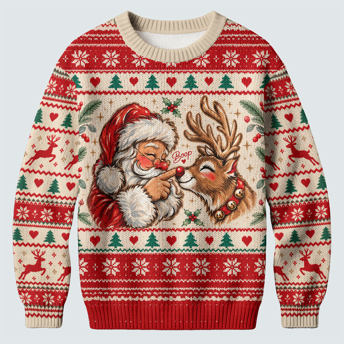 Ugly Christmas Sweater Santa Reindeer, Christmas Golf Gift, Holiday Party Sweater