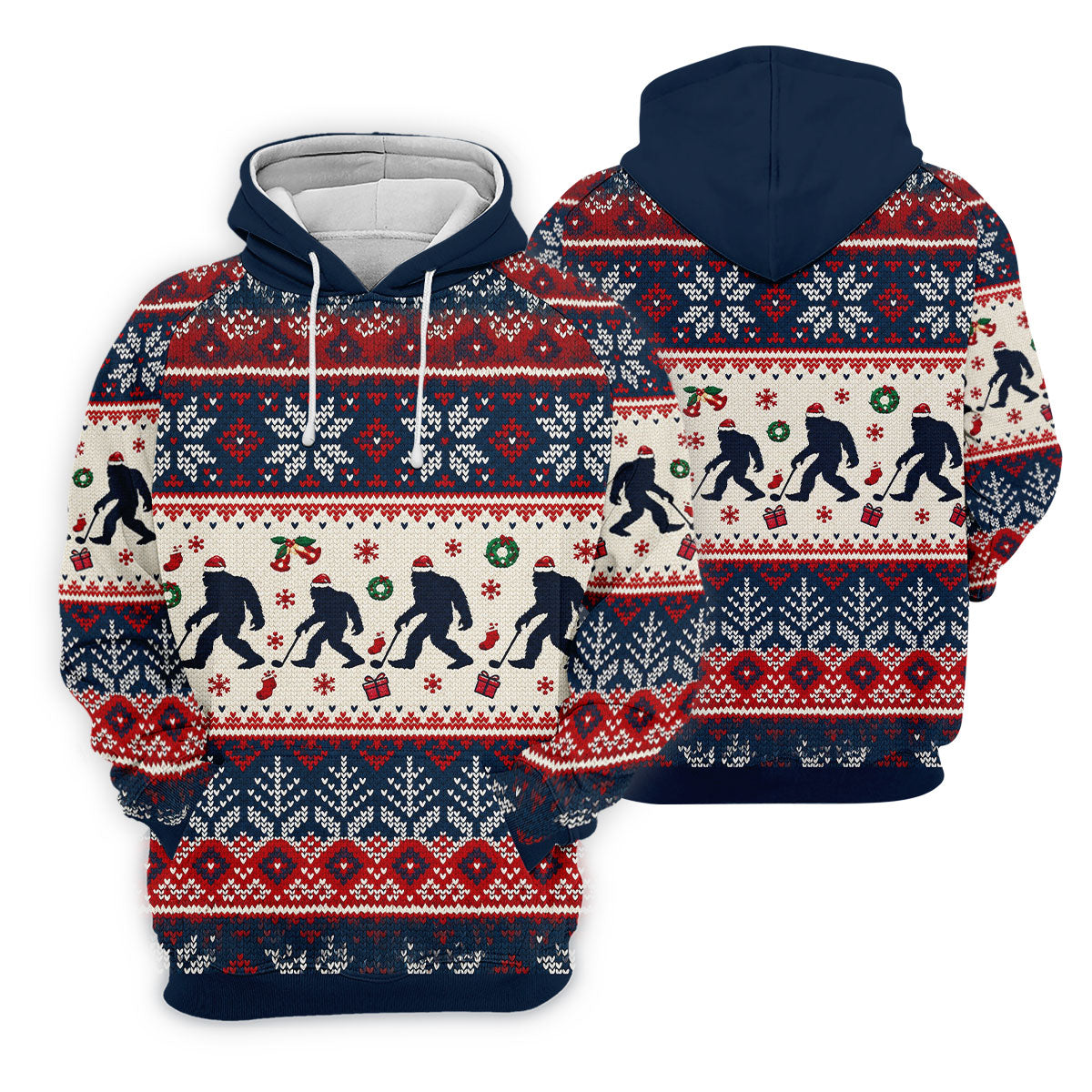 Bigfoot Santa Christmas Golf Shirt, Mens Golf Clothing, Mens Holiday Golf Shirts