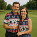 Bigfoot Santa Christmas Golf Shirt, Mens Golf Clothing, Mens Holiday Golf Shirts