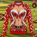 Glitter Santa Bra Fur Trim Ugly Christmas Sweater, Golf Lover Gifts, Funny Xmas Gift