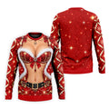 Glitter Santa Bra Fur Trim Christmas Golf Shirt, Mens Golf Shirts, Mens Golf Apparel
