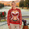 Glitter Santa Bra Fur Trim Ugly Christmas Sweater, Golf Lover Gifts, Funny Xmas Gift