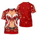 Glitter Santa Bra Fur Trim Christmas Golf Shirt, Mens Golf Shirts, Mens Golf Apparel