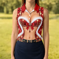 Glitter Santa Bra Fur Trim Christmas Golf Shirt, Ladies Golf Shirts, Womens Golf Tops